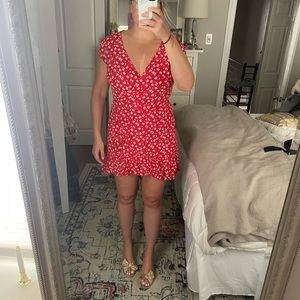 J. Crew faux wrap dress in red floral